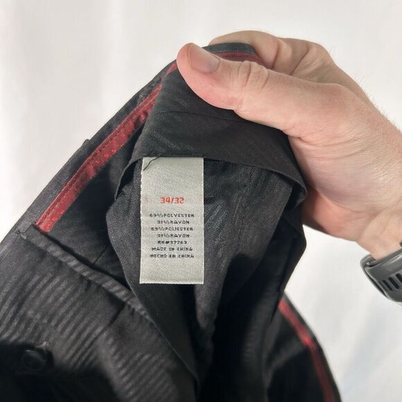 New Axist City Pant Men's 34x32 Grey Striped Flat Front Office Work - Picture 10 of 10